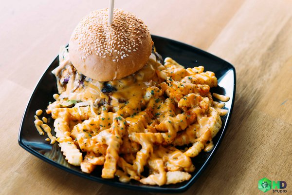 A mushroom cheese burger from De'Ceriaa which Acap first developed as the 'UUB burger'