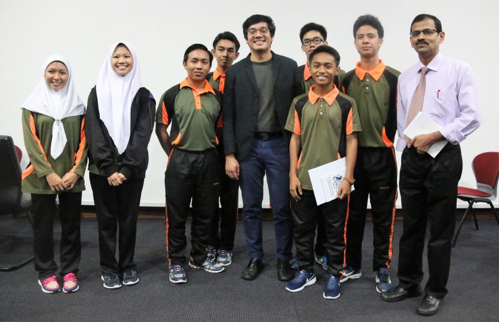 Bernard Chuly with students from Sports School Brunei